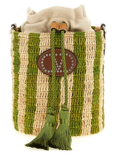 Valentino Garavani Raffia Small Bucket Bag Shoulder Bags Green