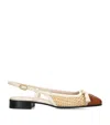 Valentino Valet Du Roi Leather Slingback Ballerina Flat In Neutral
