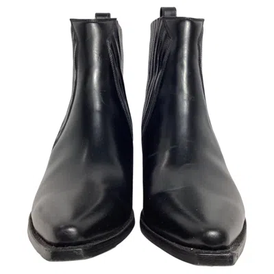 Pre-owned Valentino Garavani Ranch Ankle Cowboy Boots In Black Calf Leather