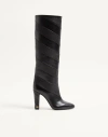 Valentino Garavani Rayons Nappa Boot With Chevron Pattern 100mm Woman Black 39 In Animal Print