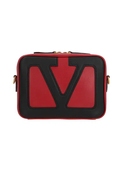 Valentino Garavani Red And Black Leather Crossbody Bag