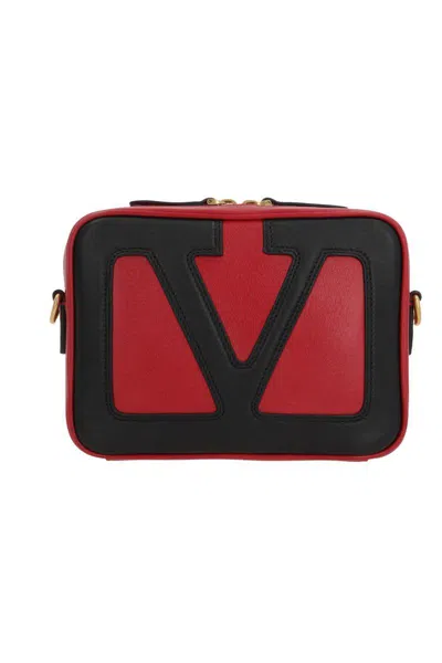 Valentino Garavani Red And Black Leather Crossbody Bag In Multi