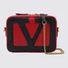 Valentino Garavani Red And Black Leather Crossbody Bag In Black