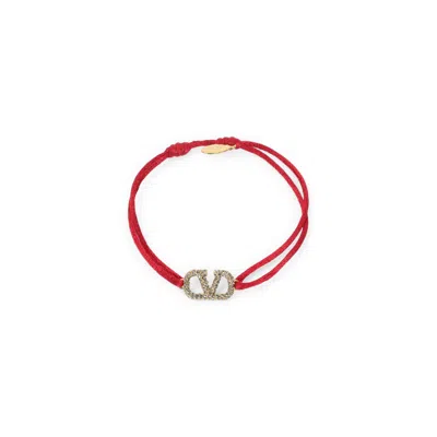 Valentino Garavani Red Braided Cord Bracelet