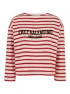 Valentino Womens Avorio Rosso Striped Brand-print Cotton-jersey T-shirt In Multicolor
