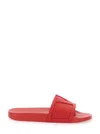 Valentino Garavani Red Sandals With Open Toe And Embossed Logo In Rubber Man In Coral