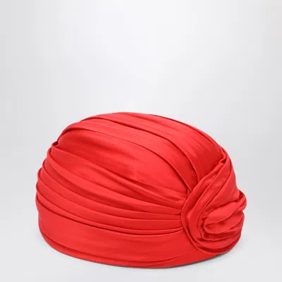 Valentino Garavani Red Silk Turban Women In Orange