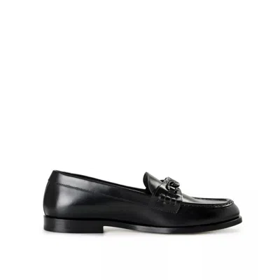 Valentino Garavani Refined Leather Loafers With Signature Logo Plaque In Black