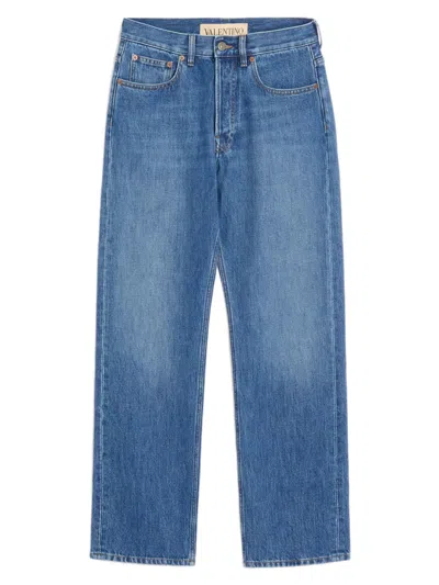 Valentino Garavani Regular Fit Denim Trousers Size 30 In Blue