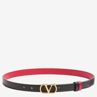 Valentino Garavani Reversible Calf Leather Belt In Black