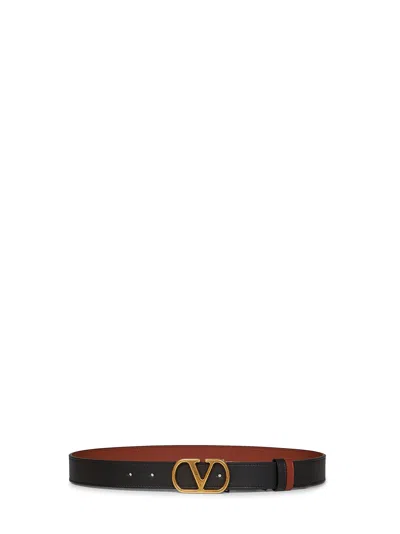 Valentino Garavani Reversible Leather Belt In Black