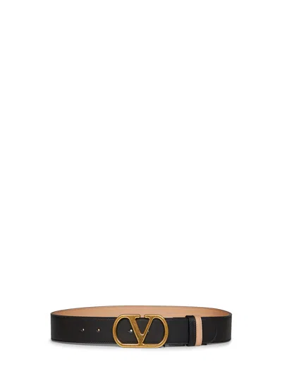 Valentino Garavani Reversible Leather Belt In Black