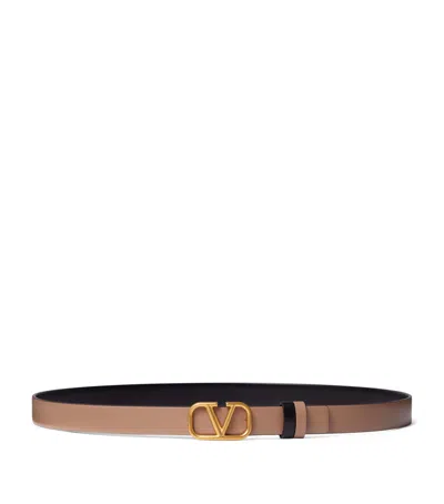 Valentino Garavani Reversible Slim Vlogo Signature Belt In Nude