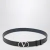 Valentino Garavani Vlogo Signature Belt In Shiny Calfskin 30 Mm In Black