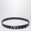 Valentino Garavani Vlogo Signature Belt In Shiny Calfskin 30 Mm In Black