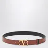 Valentino Leather Belt With Adjustable Length And Reversible In Brown
