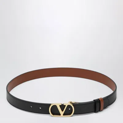Valentino Garavani Reversible Vlogo Signature Belt In Black / Caramel