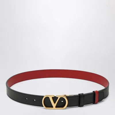 Valentino Garavani Reversible Vlogo Signature Belt In Black/red