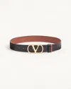 Valentino Garavani Vlogo Signature Reversible Shiny Calfskin Belt - 20mm / 1.2 In. Woman Black/deep In Black