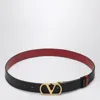 Valentino Garavani Vlogo Signature Reversible Shiny Calfskin Belt - 20mm / 1.2 In. Woman Black/deep In Pattern