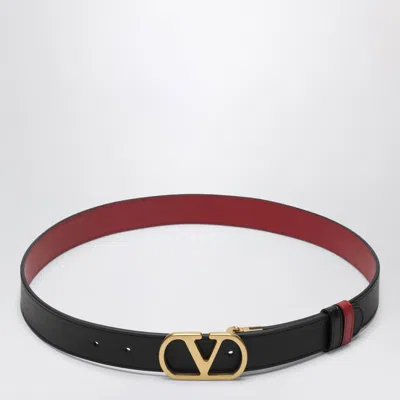 VALENTINO GARAVANI VALENTINO GARAVANI REVERSIBLE VLOGO SIGNATURE BELT IN GLOSSY CALFSKIN BLACK/RED