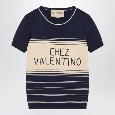 VALENTINO VALENTINO GARAVANI RIBBED TOP WITH CHEZ VALENTINO GARAVANI EMBROIDERY