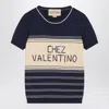 Valentino Maglione In Cotone Blu Navy  Donna In Multi