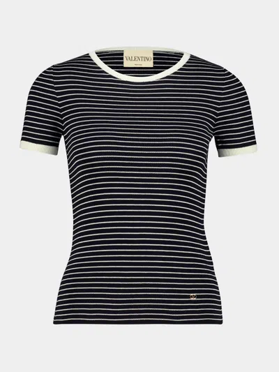 Valentino Garavani Ribbed-trim Vlogo Crewneck T-shirt In Black