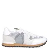Valentino Men's Rockrunner Camo-print Mesh Runner Sneakers In Grey/beige