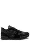 Valentino Garavani Rockrunner Camouflage Panelled Leather Sneakers In Black