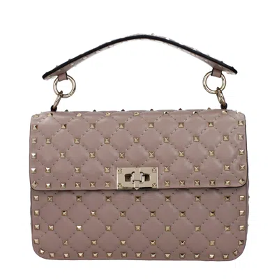 Valentino Garavani Rockstud Handbags Women Leather Pink/powder Pink In Brown
