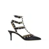 Valentino Rockstud Leather Slingback Pumps In Black