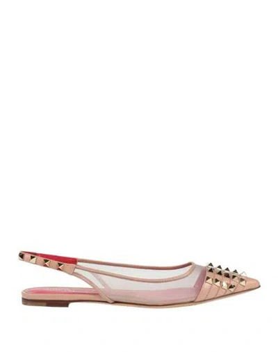 Valentino Garavani Rockstud Alcove Woman Ballet Flats Blush Size 9 Leather In Pink