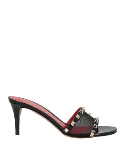 Valentino Garavani Rockstud Alcove Woman Sandals Black Size 8 Leather, Textile Fibers