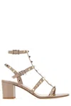 Valentino Garavani Rockstud Ankle-strap Heeled Sandals In White