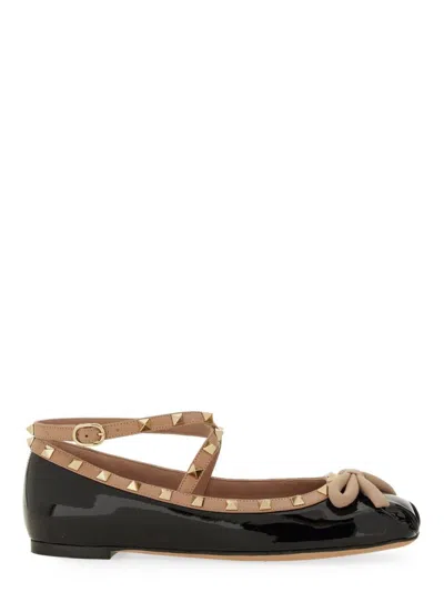 Valentino Garavani Rockstud Ballerina In Black