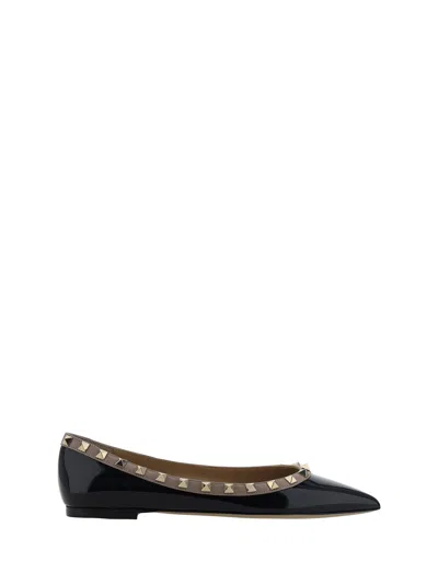 Valentino Garavani Rockstud Patent Leather Ballet Flats In Animal Print