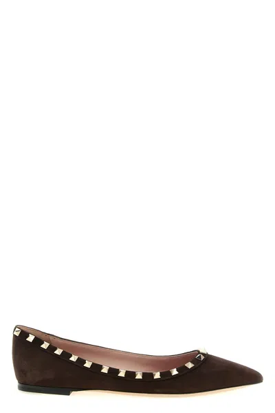 Valentino Garavani 'rockstud' Ballet Flats In Braun