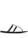 Valentino Garavani Summer Rockstud Thong Sandals In Black
