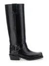 Valentino Rockstud Biker Knee-high Leather Boots In Multicolor