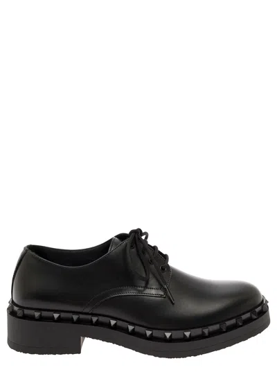 Valentino Garavani 'rockstud' Black Derby With Studs Embellishment In Leather Man In Multicolor