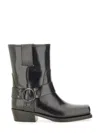 Valentino Black Leather Biker Rockstud Ankle Boots In Black