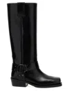 Valentino Garavani Black Leather Biker Rockstud Boots