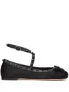 Valentino Garavani Rockstud Bow Detailed Ballerina Shoes In Black