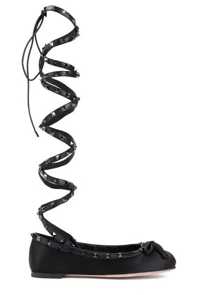Valentino Garavani Elegant Satin Ballerina Flats For Women In Black