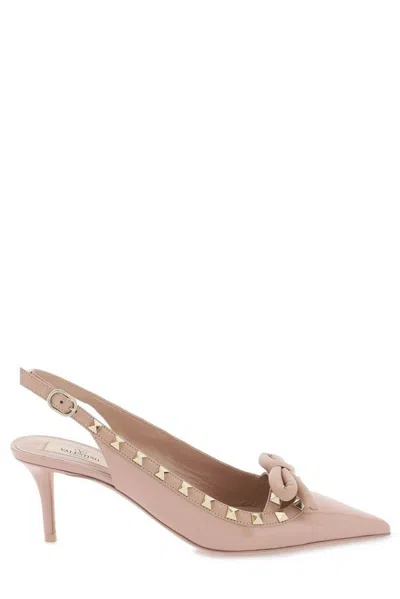 VALENTINO GARAVANI VALENTINO GARAVANI ROCKSTUD BOW DETAILED SLINGBACK PUMPS