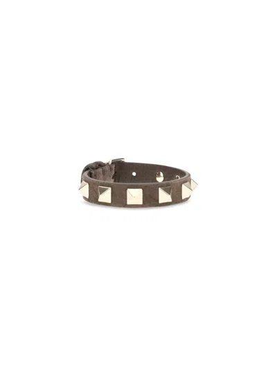Valentino Garavani Brown Calf Leather Bos Taurus Bracelet In Green