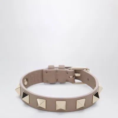 Valentino Garavani Rockstud Bracelet In Powder Pink Leather In Brown