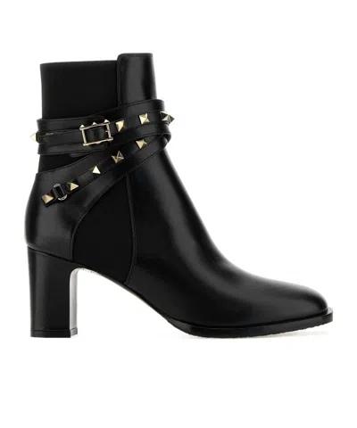Valentino Garavani Rockstud 70mm Calfskin Ankle Boot Woman Black 41