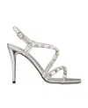Valentino Garavani Rockstud Buckled Heeled Sandals In White